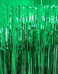 GOER 3.2 ft x 9.8 ft Metallic Tinsel Foil Fringe Curtains Party Photo Backdrop Party Streamers for St. Patrick's Day,Graduation,New Year Eve Decorations Christmas Wedding Decor (Green,5 Packs)