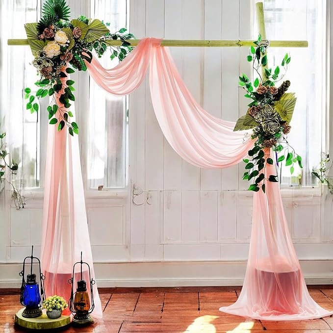 MDS Halloween Chiffon Draping Fabric - 1 Panel, 30" Wide x 20ft Long - Sheer Spooky Arbor & Canopy Drapery for Haunted House Backdrops, Party Ceilings, DIY Costumes & Themed Events - Peach