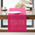 ZeeMart Linen Textured Border Table Runner, 14 x 60 Inch Hot Pink, Farmhouse Style Pink Table Runners 60 Inches Long, Easy Care Everyday Polyester Table Runner