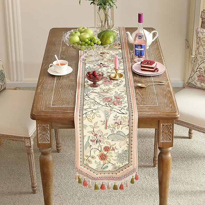 patdrea Velvet French Table Runner Farmhouse for Home Kitchen Dining Decor Parties Family Dinners Wedding 12"*87"