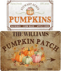 Personalized Halloween Farm Fresh Pumpkin Metal Sign Fall Decor with Family Name Text Custom Pumpkin Patch Farm Signs for Fall Thanksgiving Garden Farmhouse Wall Decoration