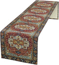 Vintage Boho Floral Table Runner, Rustic Country Farmhouse Red Blue Gold Retro Flower Pattern for Home Kitchen Table Decor Dining Coffee Room Party Decor 13x108in