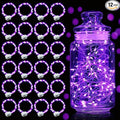 Aogist 24 Pack Fairy Lights 3 Modes 7ft 20 LED Waterproof,Battery Operated Silver Wire Firefly Starry Moon Mini String Lights for Mason Jars Christmas DIY Crafts Wedding Party Bedroom,Purple