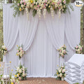 50ft x 15ft White Wrinkle Free Backdrop Curtains for Parties,Silky Polyester Fabric Wedding Ceiling Drapes, 10 Panels 15ft Photo Back Drop Drapes for Baby Shower Photography Stage Background Cloth