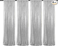 JYFLZQ Silver Sequin Backdrop Curtains 2ft x 8ft 4 Panel Glitter Photo Booth Backdrops Sparkly Photography Background Drapes for Parties Wedding Bridal Showers