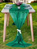 MDS Halloween Chiffon Table Runner - 25 Pack, 29 x 170 Inches, 14ft Each - Sheer Spooky Table Runners for Haunted House Parties, Trick-or-Treat Tables, Witchy Décor, Wedding & Events - Emerald Green