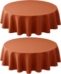 Biscaynebay 2 Pack Fall Round Tablecloths 70", Rust Thanksgiving Autumn Harvest Water Resistant Tableclothes Circle Folding Table Covers for Dining, Kitchen, Wedding, Parties Machine Washable