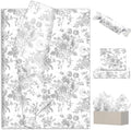 JarThenaAMCS 100 Sheets Floral Tissue Paper Silver Flower Gift Wrapping Paper Vintage Decorative Art Paper for Home Party DIY Crafts Supplies, 14 x 20 Inch