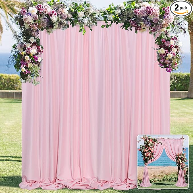 Pink Backdrop Curtain for Parties Rod Pocket Pink Curtains Photography Backdrop Drapes Privacy Fabric Decoration for Birthday Party Wedding Baby Shower Home Decor, 5ft x 8ft, 2 Panels