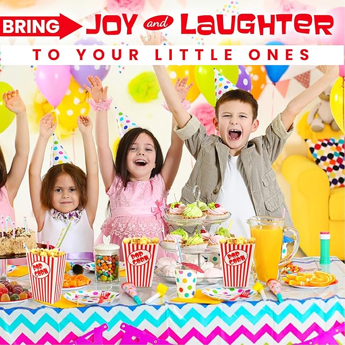 100 Pcs Small Popcorn Boxes for Party 5.5 Inches Tall Red & White Striped Popcorn Bags Mini Popcorn Buckets & Popcorn Bowl for Movie Theater, Home, Carnival Decorations (100)