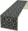 Vintage Boho Floral Table Runner, Morris Rustic Country Farmhouse Dark Blue Grey Retro Flower Pattern for Home Kitchen Table Decor Dining Coffee Room Party Decor 13x120in
