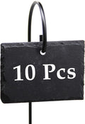 FORUP Plant Labels, 10pcs Garden Markers Signs Labels, Weatherproof Reusable Natural Slate Hanging Tags on Stainless Steel Metal Rod for Flower Bed, Pots, Planters