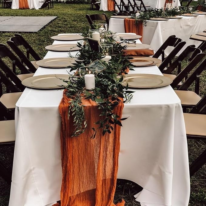12 Pack Terracotta Cheesecloth Table Runner 20 x 120 inch Gauze 10FT Semi Sheer Boho Fabric Cheese Cloth Table Runner for Wedding Party Birthday Baby Bridal Shower
