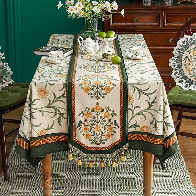 Velvet French Table Runner Farmhouse for Home Kitchen Dining Decor Parties Family Dinners Wedding 12"*118"