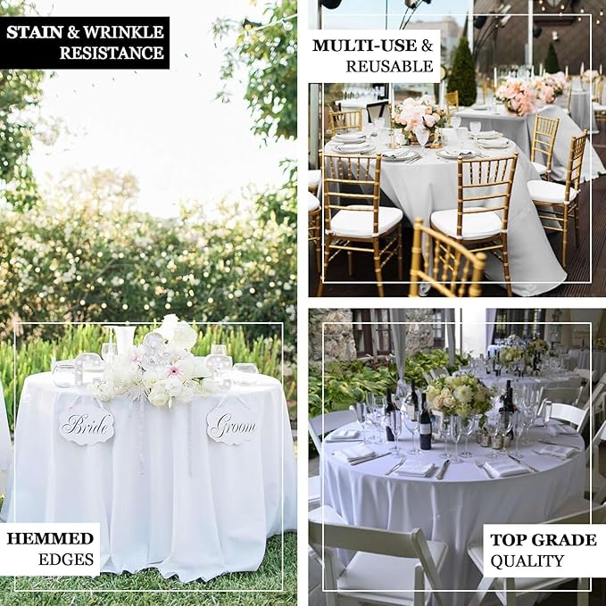 Efavormart Round Tablecloth, 108 Inch Stain & Wrinkle Resistant Washable Table Cloth, Decorative Polyester Fabric Table Cover for Banquet, Wedding, Dining- Royal Blue