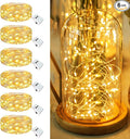 6 Pack Fairy Lights Battery Operated - 7ft 20 Led Twinkle Lights 3 Modes, Bulk Mini String Lights Waterproof for Mason Jars Vases DIY Party Wedding Decoration Christmas -Warm White