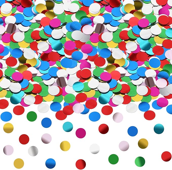 MARFOREVER Multicolor Foil Confetti, Glitter Round Confetti Rainbow Circle Dots Birthday Table Scatter Sequin Sprinkles for Party Wedding Bachelorette Baby Shower Festival Supplies