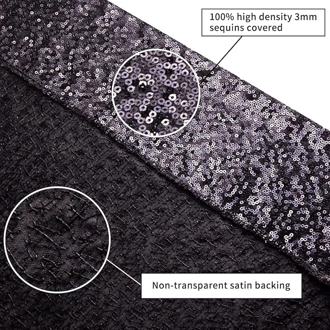 Poise3EHome 8Ft x 10Ft Black Sequin Backdrop, Glitter Thick Sequin Background Drapes, Sequence Xmas Thanksgiving Backdrop for Wedding Party Holiday Festival Decor