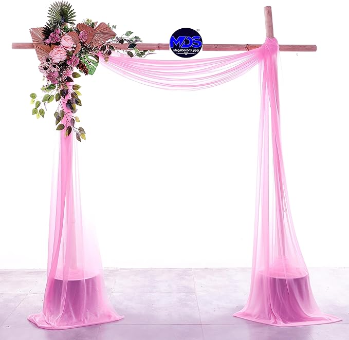 MDS Halloween Chiffon Draping Fabric - 1 Panel, 30" Wide x 75ft Long - Sheer Spooky Arbor & Canopy Drapery for Haunted House Backdrops, Party Ceilings, DIY Costumes & Themed Events - Bubblegum Pink