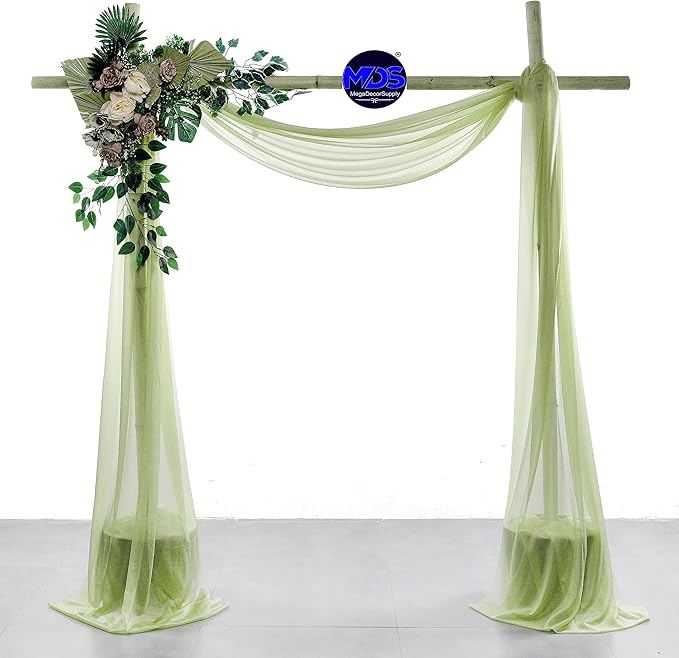 MDS Halloween Chiffon Draping Fabric - 1 Panel, 30" Wide x 75ft Long - Sheer Spooky Arbor & Canopy Drapery for Haunted House Backdrops, Party Ceilings, DIY Costumes & Themed Events - Sage Green