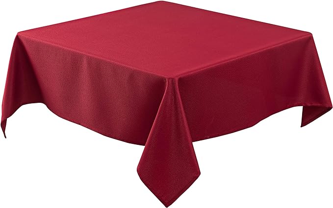 Biscaynebay Textured Fabric Christmas Square Tablecloths 54x54 Inches, Red Water Resistant Spill Proof Tablecloths for Dining, Kitchen, Wedding and Parties, Machine Washable