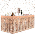 2 Pack Rose Gold Table Skirts, 29x108" Metallic Foil Tinsel Fringe Table Skirts for Rectangle Tables Streamer Curtains Backdrop, Party Decorations for Birthdays Weddings Holidays