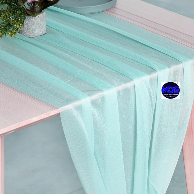 MDS Halloween Chiffon Table Runner - 25 Pack, 29 x 170 Inches, 14ft Each - Sheer Spooky Table Runners for Haunted House Parties, Trick-or-Treat Tables, Witchy Décor, Wedding & Events - Teal