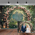 15x10ft Enchanted Forest Wedding Photography Backdrop Wonderland Roses Fairy Tale Backdrop Pink Flower Birthday Newborn Baby Shower Wedding Bridal Party Banner Photo Booth Props Anniversary Background