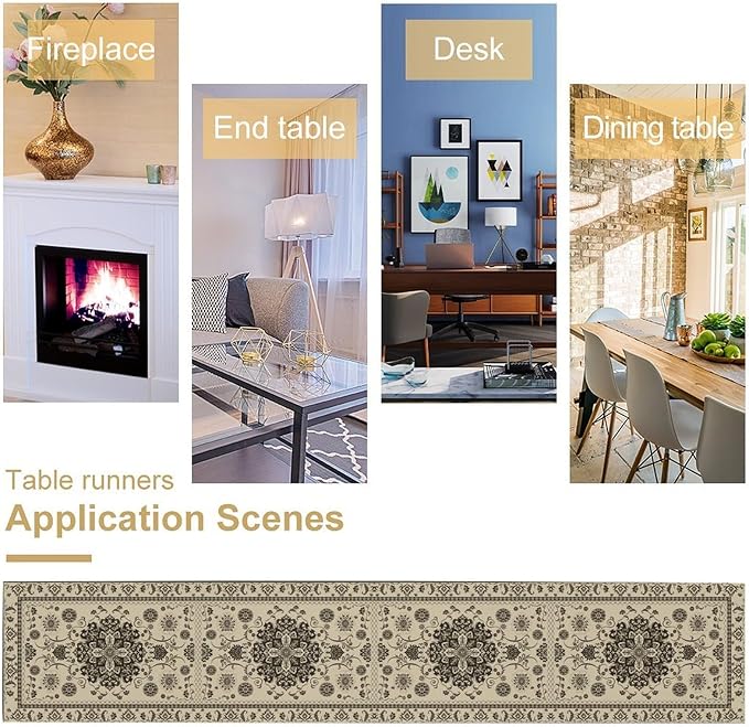 Boho Vintage Elegant Table Runner Farmhouse for Home Farmhouse Kitchen Table Dining Coffee Room Garden Party Wedding Decor 13x36in