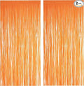 Orange Tinsel Curtain Party Backdrop - GREATRIL Foil Fringe Curtain Party Streamers for Fall/Thanksgiving Day/Birthdays/Doorway/Easter/Coco Theme/Day of The Dead Party Decorations 2 Packs