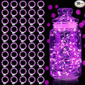 Aogist 50 Pack Fairy Lights 3 Modes 7ft 20 LED Waterproof,Battery Operated Silver Wire Firefly Starry Moon Mini String Lights for Mason Jars Christmas DIY Crafts Wedding Party Bedroom,Pink
