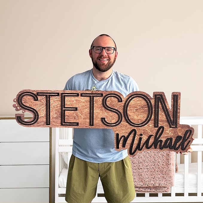 Baby Name Sign - Custom Wood Name Sign - Baby Name Signs for Nursery - Family Name Sign - Name Signs For Kids Room - Personalized Wood Nursery Decor - Wood Name Cutout