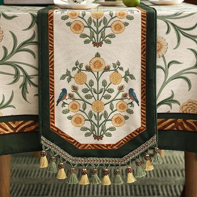 Velvet French Table Runner Farmhouse for Home Kitchen Dining Decor Parties Family Dinners Wedding 12"*118"
