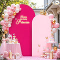 7.2FT 6FT Arch Backdrop Cover for Wedding, Set of 2 Stretchy Spandex Fitted Arch Stand Cover for Baby Shower, Birthday Party Decor, Chiara Backdrop Cover with Double-Sided Design(Pink, Hot Pink)