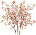 Uieke Silk Cherry Blossom Branches, 40.5in Artificial Cherry Blossom Flowers Long Stems Fake Flowers Vase Arrangements for Wedding Home Japanese Decor, Set of 3, Pink