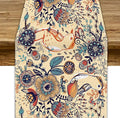Vintage Paisley Table Runner, Boho Beige Paisley Flower Leaves Print Table Runner for Home Party Patio Indoor Outdoor, 13x120inch