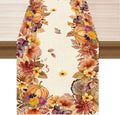 XCHI Fall Color Wild Flowers Watercolor Table Runner Table Decoration for Kitchen Dining Dinner Autumn Home Decor 13x90 Inch