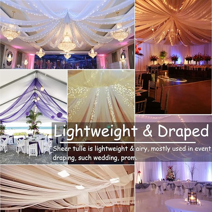 Light Blue Tulle Fabric Roll Spool Bolt (54 Inch by 40 Yards) Large Tulle Wedding Party Decoration, Tutu Skirt, Table Runner, Gift Wrapping, Bridal Shower, Soft & Drape (Baby Blue)