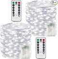 2 Pack 200LED Battery Operated Fairy Lights with Remote, 8 Modes LED String Lights with Timer, Dimmable, Memory Function, Waterproof Twinkle Lights for Outdoor Indoor Christmas Decor(Cool White)