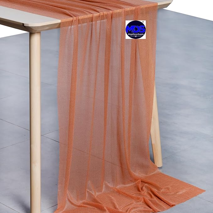 MDS Halloween Chiffon Table Runner - 1 Pack, 29 x 170 Inches, 14ft Each - Sheer Spooky Table Runners for Haunted House Parties, Trick-or-Treat Tables, Witchy Décor, Wedding & Events - Coral Peach