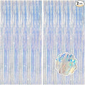 2 Pack Iridescent Party Decorations Foil Fringe Tinsel Backdrop Glitter Curtains Shimmer Wall Backdrop 70s 80s 90s Disco Theme Party Decorations Happy Birthday Easter Graduation Supplies