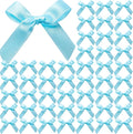 YGDZ 50 PCS Mini Blue Bows, Light Blue Satin Ribbon Bows, Small Bows for Crafts, Tiny Bow for Baby Shower, Party Decorations, Balloon, Gift Box Packaging