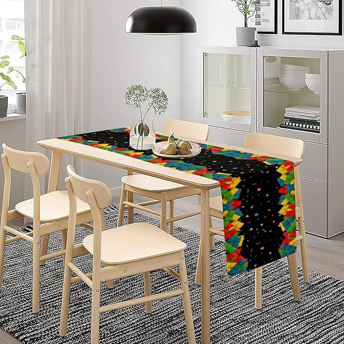 Building Blocks Colorful Blocks Table Runner for Kids Teens Bedroom Living Room Kitchen Birthday Party Decor - 13x36 Inch