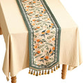 patdrea Designer Vintage Fresh Farmhouse Linen Table Runner 102 Inch Long, Green and Orange Pattern Table Mat, Decor for Kitchen Dining Table Coffee Table Shelf Cabinet Banquet Christmas ,12"*102"