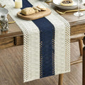Artoid Mode Dark Blue Farmhouse Rustic Table Runner, Seasonal Holiday Hollow Kitchen Dining Table Decoration for Home Party Decor 12x36 Inch