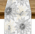 Chrysanthemum Vintage Floral Table Runner, Elegant Grunge Green Sunflower Spring Summer Elegant Pattern Artichokes Flower Table Runner for Party Kitchen Dining Living Room Decor, 13x36 Inch