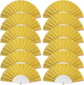 12 Pack Handheld Fan,Folding Hand Glitter Fan with Shining Transparent Fan Rib – Ideal for Wedding, Church, Festival, Dance, Tea Party, Club, and EDM Accessories, Yellow