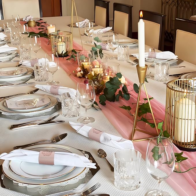 Polymer Material Reusable Napkin Band, Glue-Free Tear-Proof Water Resistant Oil-Proof Napkin Bands Set of 100(Front Rose Gold Color and Back Silver), 6 Adjustable Sizes Napkin Rings