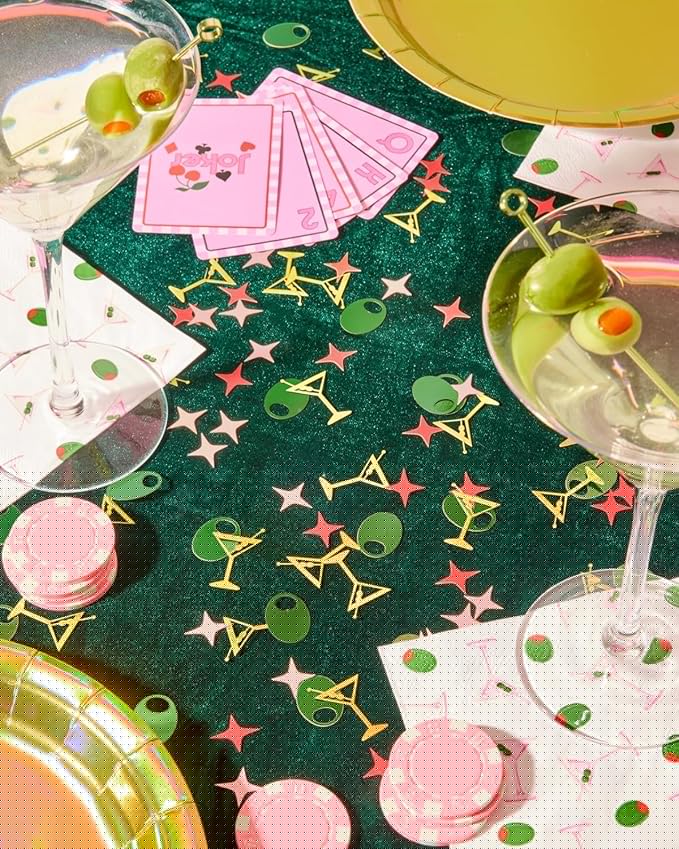 xo, Fetti Martini and Olive Confetti - 200 pcs | Cocktail Bachelorette Decoration, Tini Bit Older Birthday Party Tablescape, Extra Dirty Dinner Setting, Casino Bach Decor