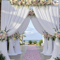 60 x 12ft Wrinkle Free White Backdrop Curtain for Wedding Parties, 12 Panels 5×12ft Long Soft Silky Polyester Photo Backdrop Drapes for Birthday Baby Shower Graduation Photography Background Cloth